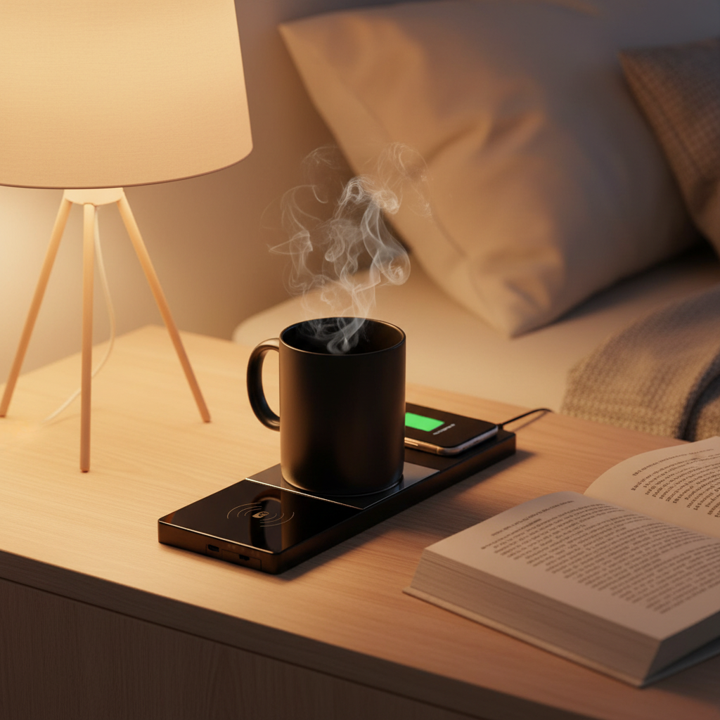 2-in-1 Mug Warmer & Wireless Charger – Smart Heating Pad