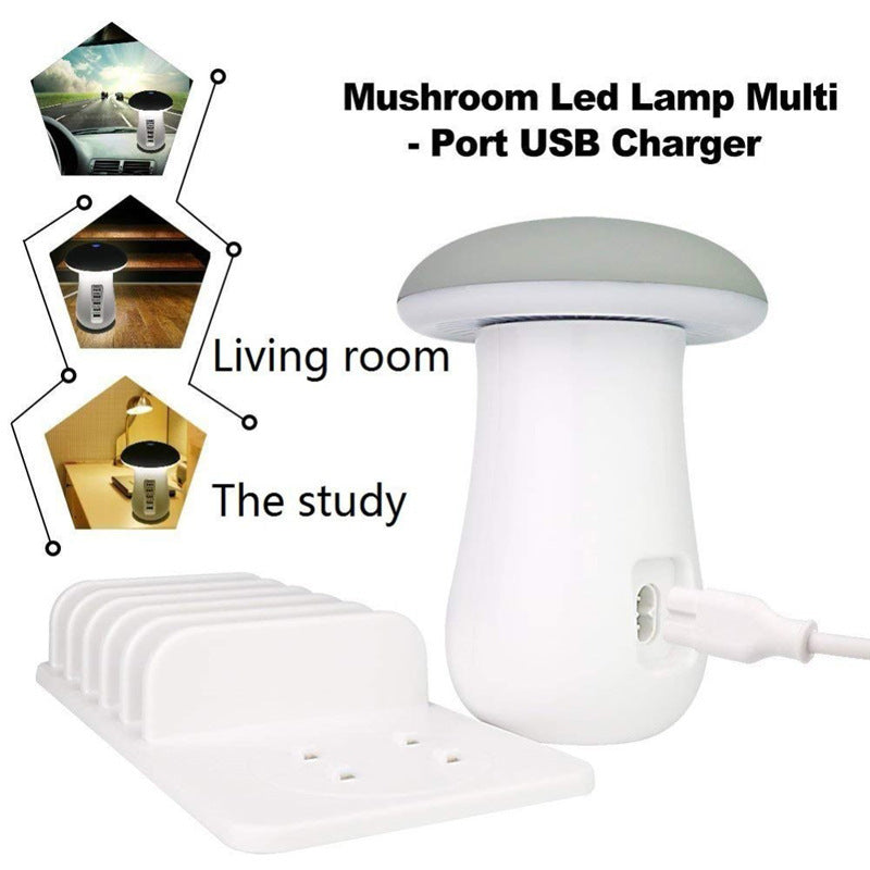 2-in-1 Mushroom LED Lamp with USB Charger