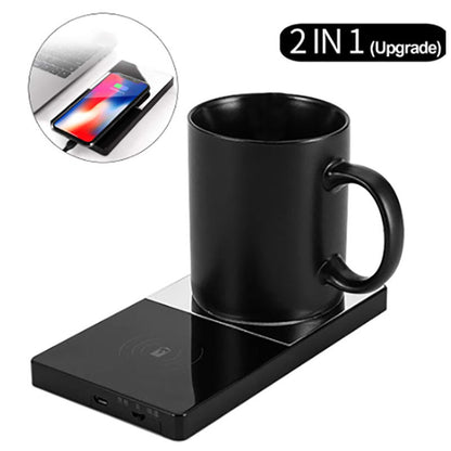 2-in-1 Mug Warmer & Wireless Charger – Smart Heating Pad