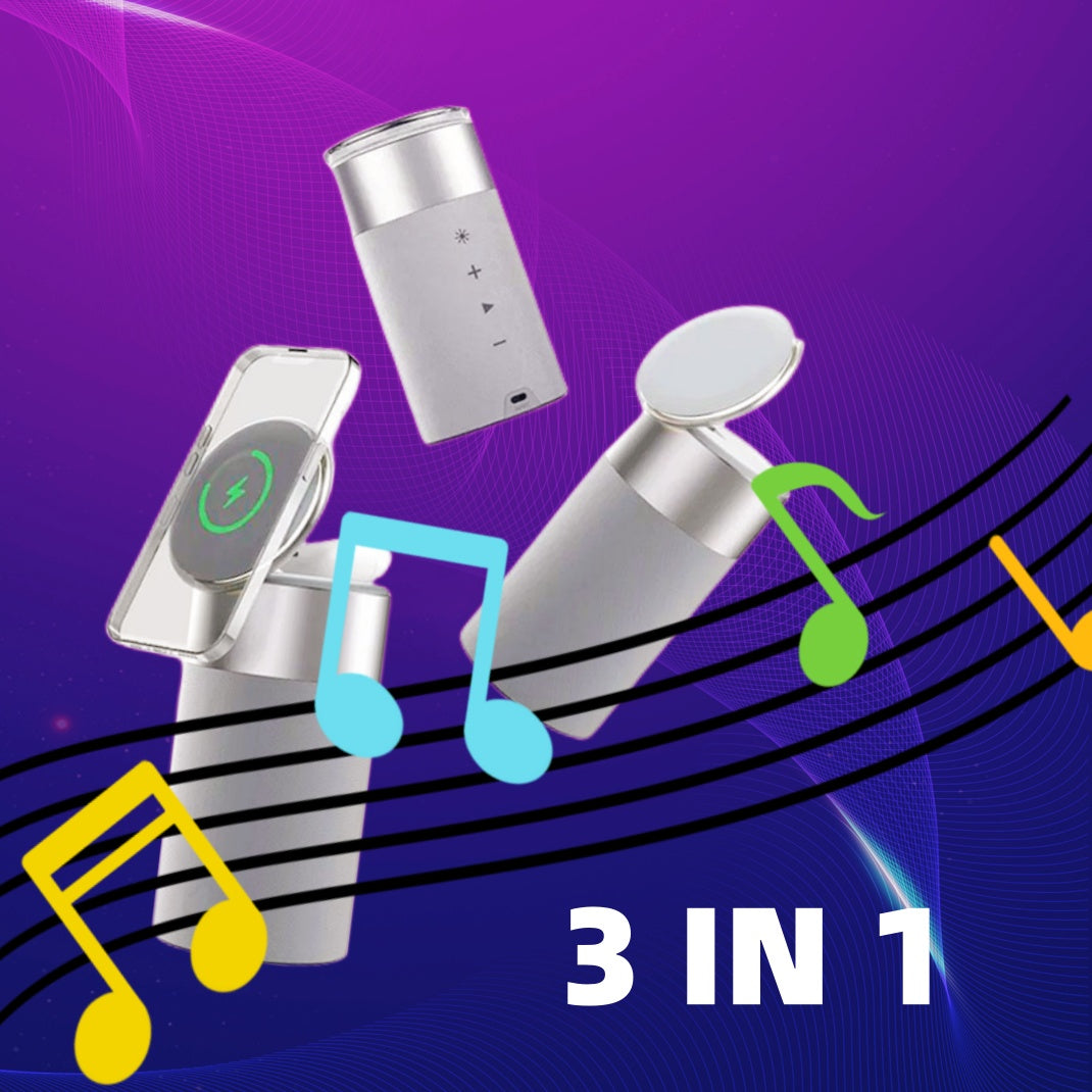 3-in-1 Wireless Charger with Bluetooth Speaker & Touch Lamp