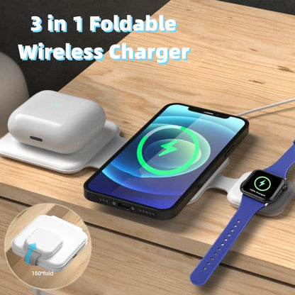 3-in-1 Magnetic Foldable Wireless Charger – Fast Multi-Device Station