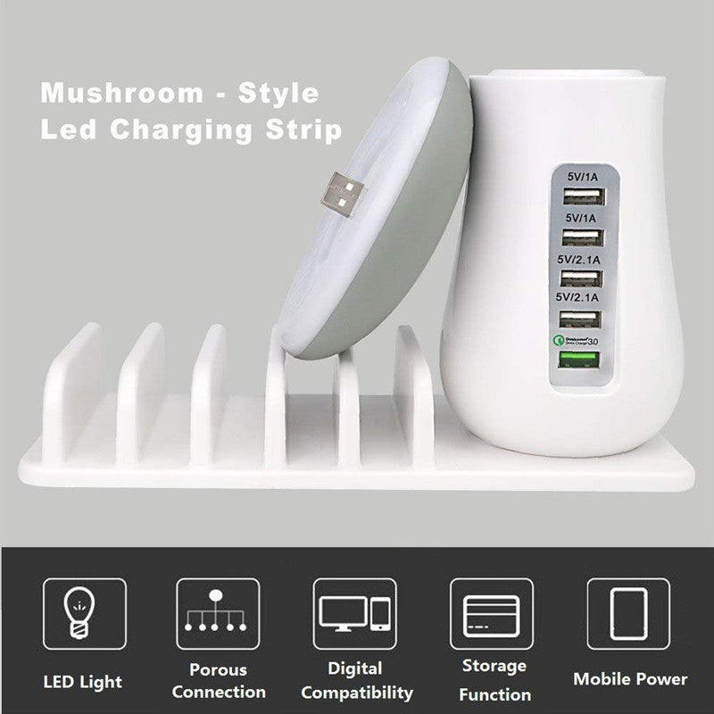 2-in-1 Mushroom LED Lamp with USB Charger
